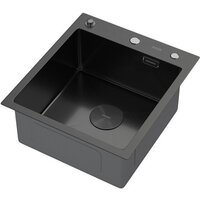 Кухонная мойка ARFEKA ECO AR 450*500 POP-UP BLACK PVD NANO DECOR VOLCANIC ROCK