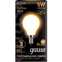 Светодиодная лампочка Gauss Filament Globe Opal G45 E14 5 Вт 2700 К 105201105