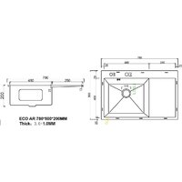 Кухонная мойка ARFEKA ECO AR 780*500 L SATIN