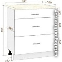 Шкаф напольный Кортекс-мебель Корнелия Лира НШ60р3ш (капучино/марсель)