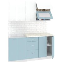 Готовая кухня Кортекс-мебель Корнелия Мара 1.6м (белый/голубой/королевский опал)