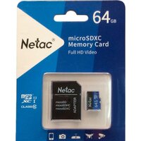 Карта памяти Netac P500 Standard 64GB NT02P500STN-064G-R + адаптер