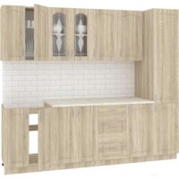 Готовая кухня Кортекс-мебель Корнелия Ретро 2.4м (дуб сонома/королевский опал)