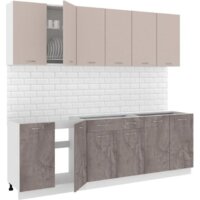 Готовая кухня Кортекс-мебель Корнелия Лира-лайт 2.4м без столешницы (капучино/оникс)