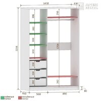 Шкаф-купе Кортекс-мебель Сенатор ШК10 Геометрия ДСП с зеркалом (венге/дуб сонома)