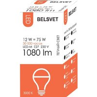 Светодиодная лампочка Belsvet LED-M A60 E27 12 Вт 3000 К