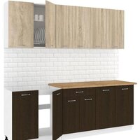 Готовая кухня Кортекс-мебель Корнелия Лира-лайт 2.2м (дуб сонома/венге/дуб бунратти)