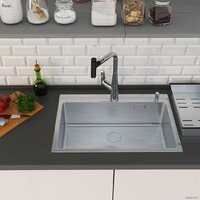 Кухонная мойка Roxen Simple 560220-70 сатин (с коландером и дозатором)