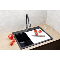 Кухонная мойка Marblan Comfort 60 (черный, с сифоном и колландером)