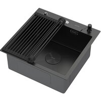 Кухонная мойка ARFEKA ECO AR мойка 500*500 POP-UP, роллер-мат, дозатор BLACK