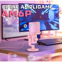 Проводной микрофон FIFINE AM6 (розовый)