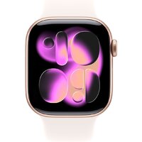Умные часы Apple Watch Series 11 42 мм (алюминиевый корпус, розовое золото/легкие румяна, спортивный силиконовый ремешок M/L)